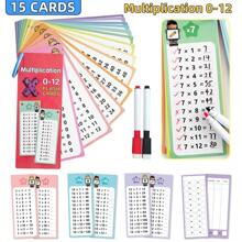 Kids Math Multiplication And Division Flash Cards With 2 Pens, Children Math Practice Book,Can Be Erased And Rewritten - White - View 8