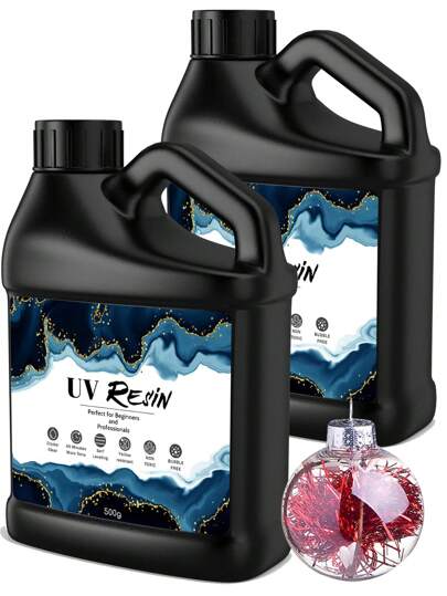 500克升级版透明硬质UV固化树脂，适用于DIY珠宝制作、工艺装饰 - 低气味UV胶水，太阳能快速固化环氧树脂，用于浇铸、DIY树脂模具、工艺品制作