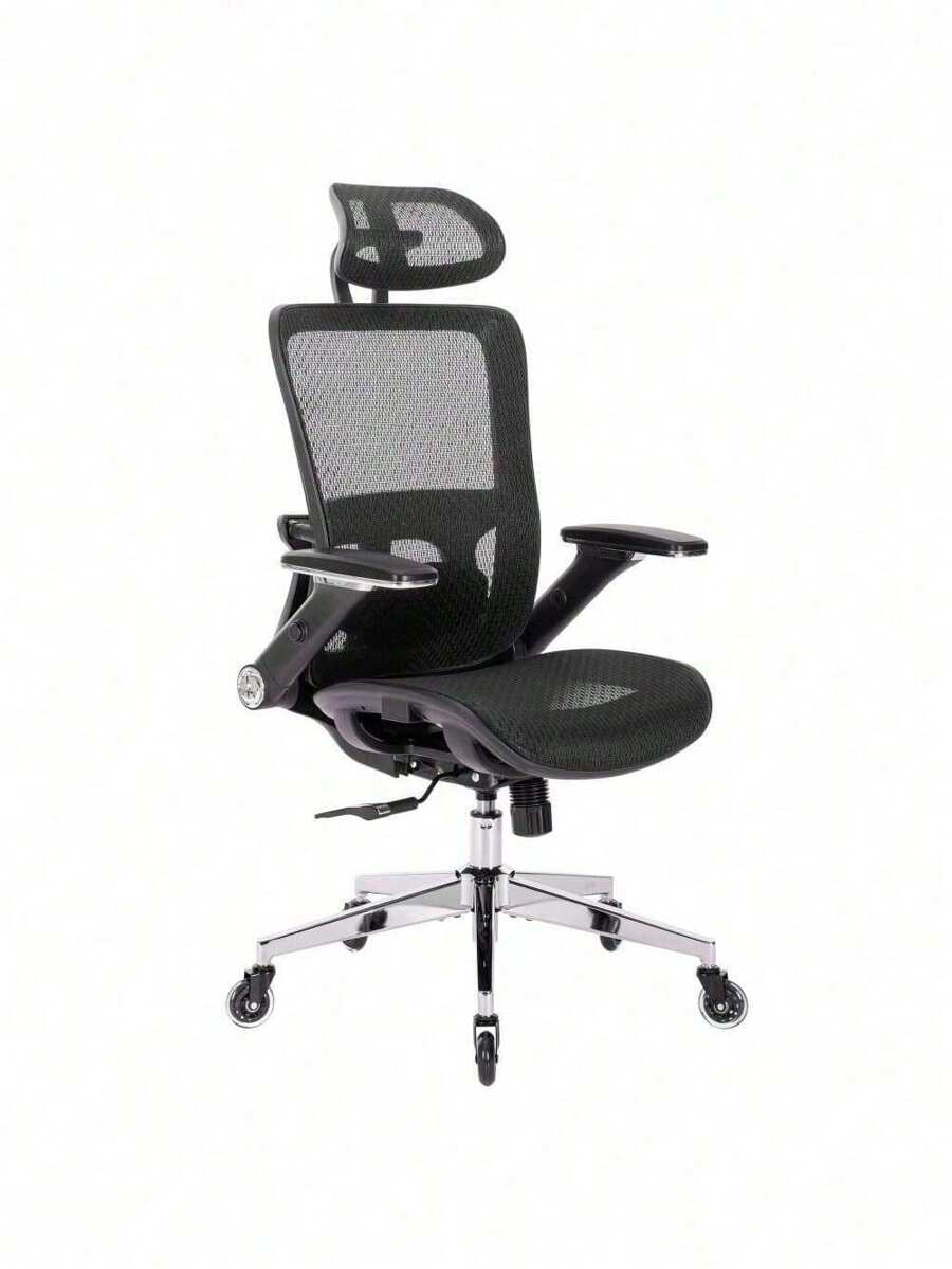 GREY Ergonomic Mesh Office Chair, High Back Adjustable Headrest With