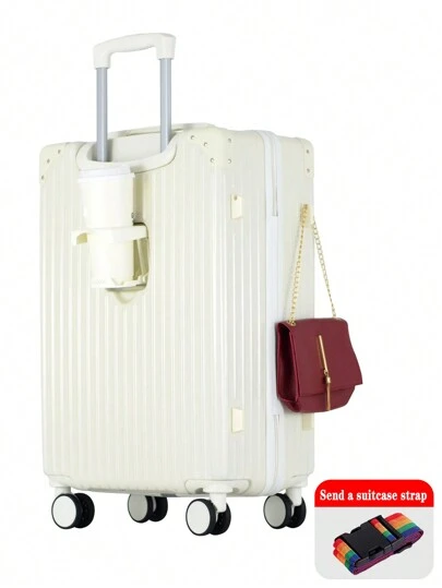 20/22/24/26 Inch Large Capacity Travel Suitcase Can Accommodate More Than 30% USB Ports+Cups+Hooks+Silent Universal Wheels+TSA Anti-Theft Lock Four-Wheel Luggage Suitcase For Male Students Can Be Used As Gifts Bag For School School Accessories School Stuff