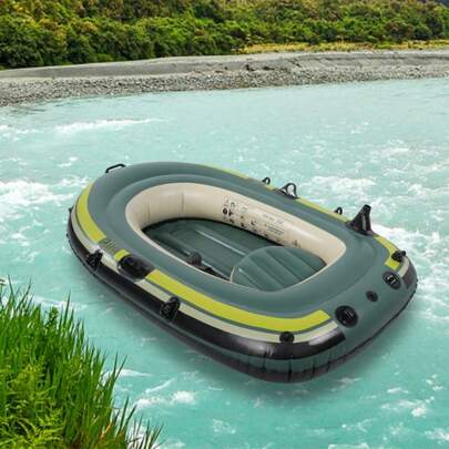 Bote inflable verde para dos personas: explore las aguas con facilidad