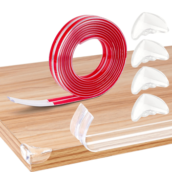 Anti-Collision Protection Strip Corner Protection Edge Wrap Home Table Edge Protection Strip.Furniture Edge Protectors 2/3/6 Meters With 4 Corner Guards, Self-Adhesive Edge Protectors, Transparent Edge Protectors For Desks, Cabinets, Drawers, Furniture Edge Protectors