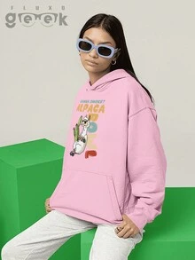 Liama Llama Alpaca Peru Meme Wanna Over  Sweatshirt 2532 GEEK FLOW - 淺粉色 - 查看 6