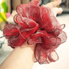 1 Stück funkelndes Design Scrunchie, elastisches Haargummi, hergestellt aus Mesh-Material Haarzubehör, stilvoller & eleganter Stylinghilfe für Frauen geeignet für festliche Anlässe, Valentinstag Valentins Haargummis, Pferdeschwanzhalter, Haargummis, Haargummibänder, Scrunchies, Haarseile