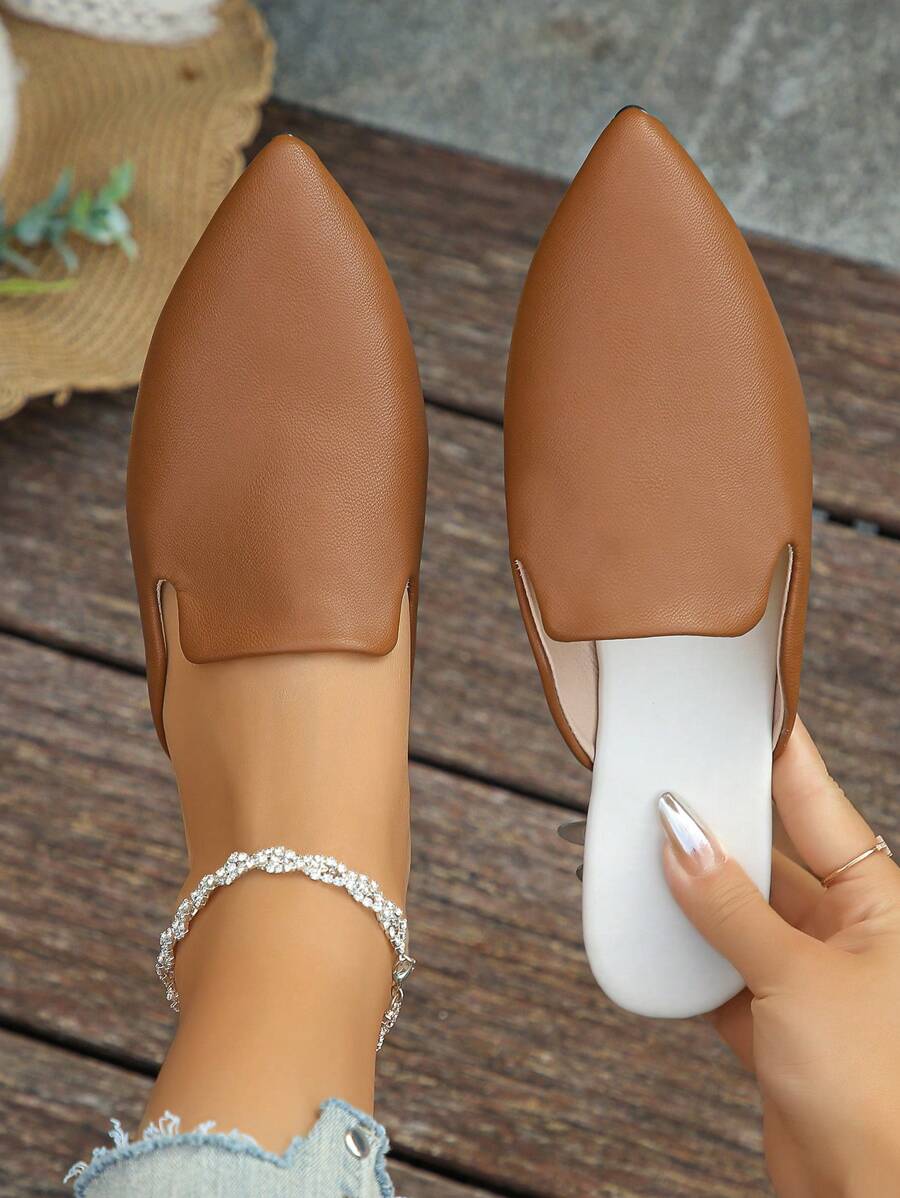 Fashion Pointed Toe Flat Slip-On Mule Sandals, Size 35-45, Suitable For Spring, Summer And Autumn, Casual Wear With Dress For Plus Size Women,Mothers Day Gift
