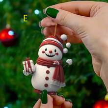 2D Classic Acrylic Christmas Ornament Santa Snowman With Gift Box Perfect For Christmas Tree Decorating