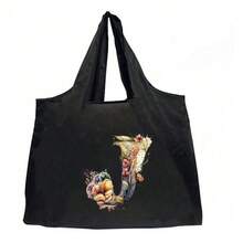 Túi mua sắm Túi Tote Túi gấp Tên viết tắt Họa tiết Túi xách Túi dã ngoại Túi đựng đồ tái sử dụng Túi xách tạp hóa Dung tích lớn để du lịch Túi Tote Túi đựng đồ in chữ cái viết tắt Túi đi biển Túi đeo vai, Đồ dùng học tập, Túi đi học, Túi Tote đi học, Nhẹ, Di động, Có thể gấp lại, Thích hợp cho Nữ sinh viên đại học, Hoàn hảo cho Ngày tựu trường - màu đen - Xem 32