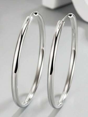 1 Pair Fashion 925 Sterling Silver Hoop Earrings Party Anniversary Ear Jewelry For Women Gift Fine Jewelry
