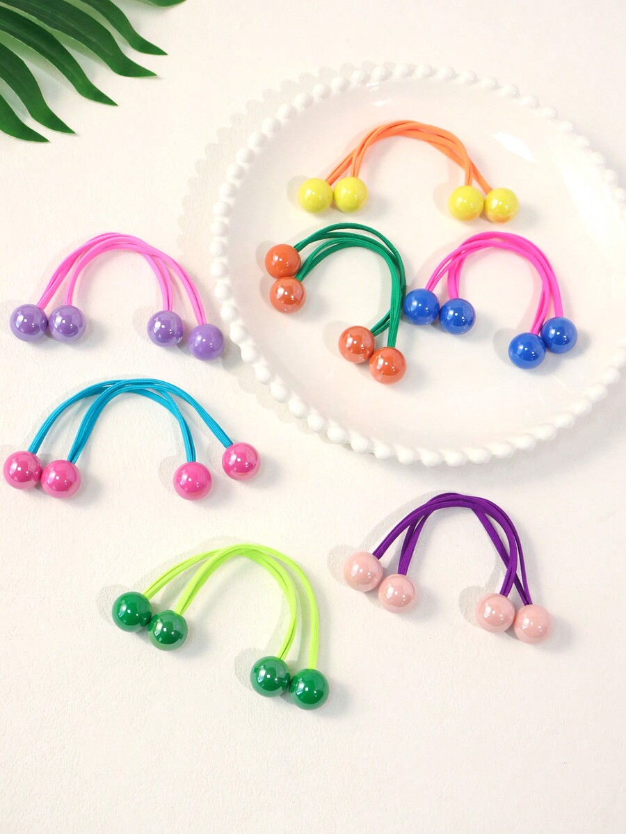 14pcs Colorful Beaded Hair Scrunchies, Cute Everyday Hair Accessories