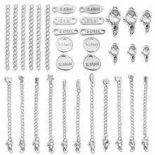 10 条/包不锈钢龙虾扣链、五角星和泪珠吊坠、珠宝制作配件、约 7 厘米长延长链、防锈防过敏 - 鋼色 - 查看 9