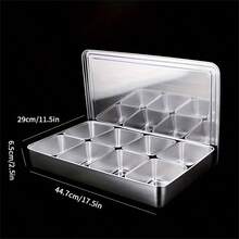 不锈钢多隔间厨房储物盒：6 个隔间，带盖子和隔板，用于存放香料、水果、糖果和零食 - 适用于厨房 - 銀色 - 查看 12