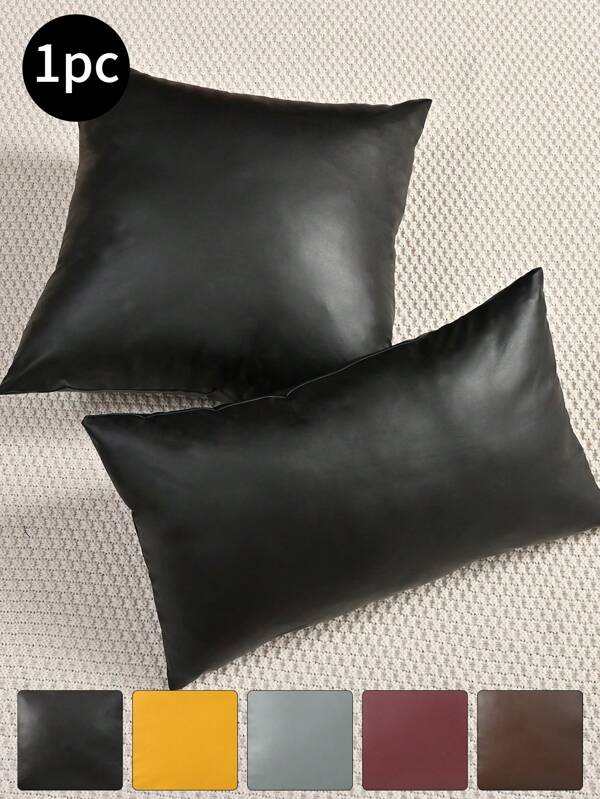 1 pièce Housse de coussin décoratif en PU, coussin lombaire imperméable de luxe européen pour salon, bureau (coussin intérieur non inclus)