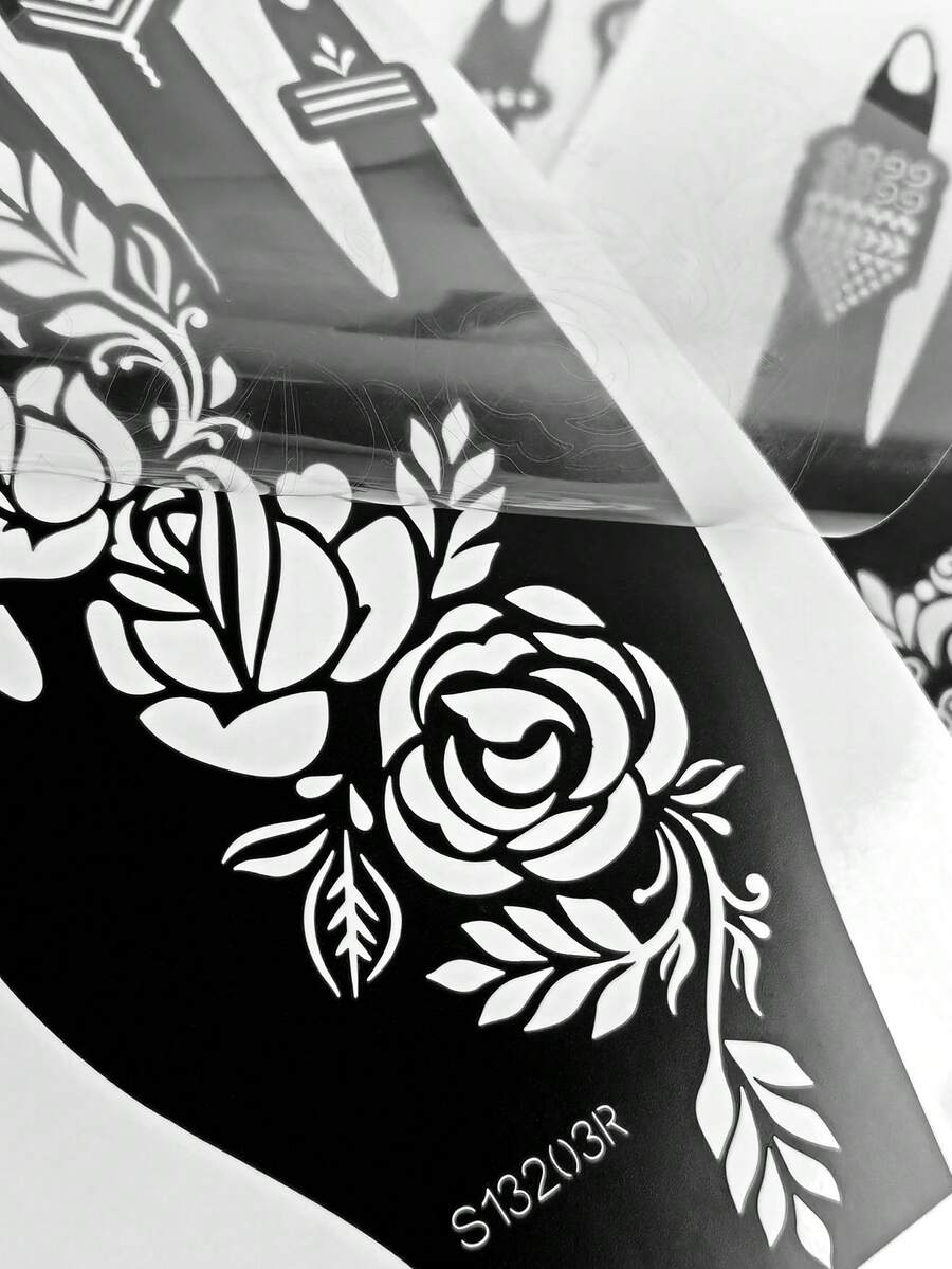 4 Sheets Reusable Flower Tattoo Stencils Temporary Tattoo Sticker Body