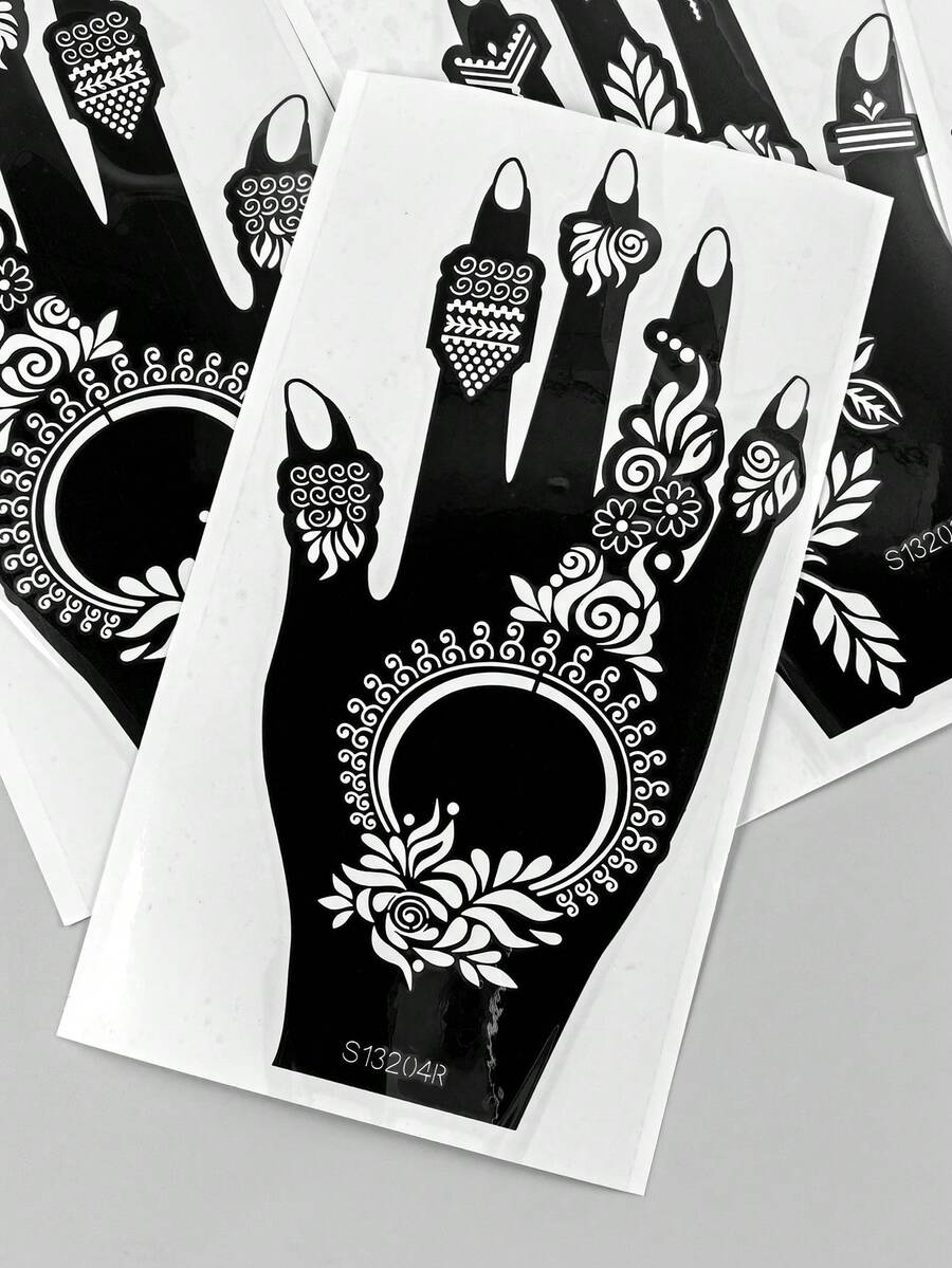 4 Sheets Reusable Flower Tattoo Stencils Temporary Tattoo Sticker Body