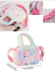 1个可爱毛绒心形卡通零钱包 - 女孩日常斜挎包 - 可爱装饰收纳袋，带零钱功能，适合小女孩，扎染毛绒迷你零钱包，带安全拉链，适合冬季使用（扎染工艺，颜色位置不固定） - 粉色 - 查看 5