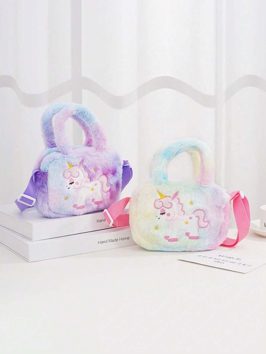 1个可爱毛绒心形卡通零钱包 - 女孩日常斜挎包 - 可爱装饰收纳袋，带零钱功能，适合小女孩，扎染毛绒迷你零钱包，带安全拉链，适合冬季使用（扎染工艺，颜色位置不固定） - 粉色 - 查看 1