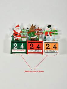 1 件 DIY 木制圣诞倒计时日历 - 圣诞老人和雪人设计，适用于桌面、家庭、办公室和庭院装饰 - 彩色 - 查看 7