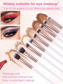 18-20-22-25 Pcs Makeup Brush Set, High-Quality Synthetic Hair Eye Shadow Blending Brush Set, Makeup Tools, White Coffee Color - Multicolor - View 10