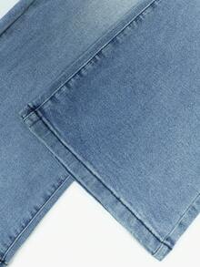 Women's Casual Low Waist Slim Fit Flare Jeans With Pockets - Blue - View 6