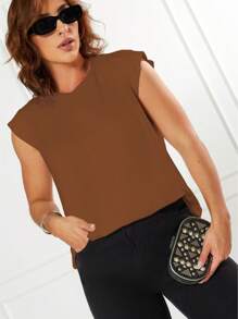 K&K FASHION SHEIN Women's Muscle Tee With Plain Casual Top - Rỉ Nâu - Xem 5