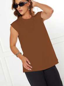 K&K FASHION SHEIN Women's Muscle Tee With Plain Casual Top - Rỉ Nâu - Xem 2