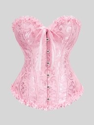 Elegant Vintage Corset For Women, Lace-Up Bustier Top, Waist Training Slimming Underbust Corset, Vintage Patterned Shapewear