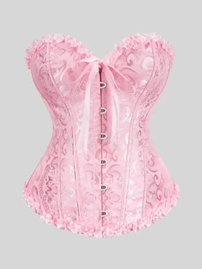 Elegant Vintage Corset For Women, Lace-Up Bustier Top, Waist Training Slimming Underbust Corset, Vintage Patterned Shapewear