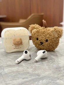 Casual Cute Bear Earphone Case With Hanging Bear Charm