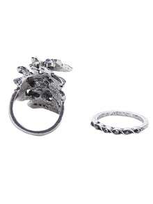 2 chiếc nhẫn xếp chồng tinh tế - Bộ cô dâu đính đá Zirconia màu nước khảm, tùy chọn màu tím/xanh lam, hoàn hảo cho trang phục hàng ngày và trang trí Halloween, phụ kiện thanh lịch cho phụ nữ - Nhiều màu - Xem 16