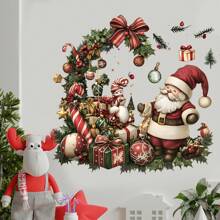 1 件圣诞老人树墙贴花礼品球墙贴花新年剥离和 DIY 贴纸装饰圣诞节冬季节日派对装饰用品、贴纸、墙贴花、乙烯基贴花用于家庭装饰、春季装饰物品刷新您的家、拉玛装饰贴纸 - 彩色 - 查看 4