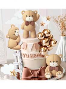 19 Stück Bären Tortenaufsätze, süße Tortendekoration, kriechende, stehende und sitzende Bären, weiße Wolke Fünfzackiger Stern Tortendekoration, Taufe Gender Reveal Party Geburtstags Torte Dekoration, Erste Geburtstags Tortenaufsätze, Weihnachtsdekoration, weiche Plastikbären, Raumdekoration, wiederverwendbar