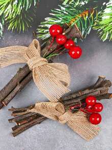 4 件圣诞粗麻布丝带，2 米/卷天然黄麻布 - 蕾丝丝带网状粗麻布丝带婚礼丝带装饰工艺包装丝带适用于节日派对 DIY 手工艺术家家居装饰包装、婚礼圣诞节装饰礼物用于缝纫 - 彩色 - 查看 8