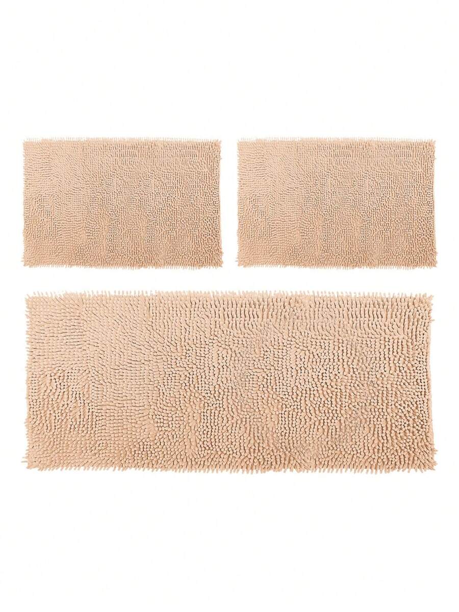 Kit 2 Bathroom Rugs 58x38cm + Runner 100x50cm Beige - 米色 - 查看 1