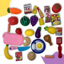 Velcro Fruit And Vegetable Cutting Board + Velcro Frying Pan Food Play Kitchen - trắng - Xem 4