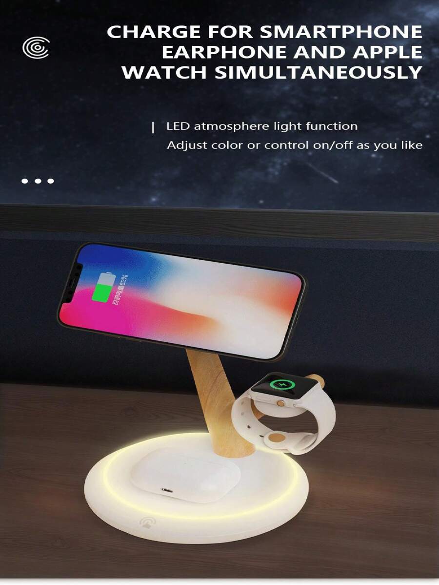 Multifunctional 15W Wireless Charger Home Office Mobile Phone Headphone