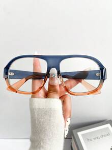 全新复古大镜框独特时尚潮流透明镜片眼镜，男女通用休闲款，适合海滩派对、日常穿着、街头时装秀 - 彩色 - 查看 6