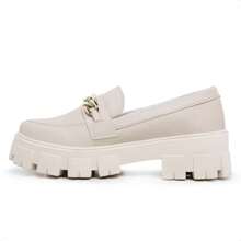 Oxford Tractor Loafers With Chain Detail And Low Heel Platform - 白色 - 查看 4