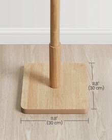 VASAGLE Garderobenständer, Kleiderständer Massivholz, Jackenständer Baumform, 8 Haken für Jacken, Hüte, für Flur, Haken und Haltestange aus Kautschukholz, naturbeige - Beige - Übersicht 5