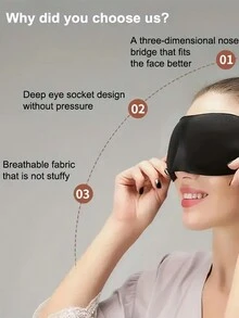 1 件装睡眠面罩，适合仰卧和侧卧者，全遮光 3D 睡眠眼罩，零眼压可调节夜间眼罩，超轻旅行午睡眼罩旅行必需品锻炼露营度假必需品度假配件旅行配件邮轮 - 黑色 - 查看 6