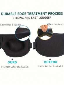 1 件装睡眠面罩，适合仰卧和侧卧者，全遮光 3D 睡眠眼罩，零眼压可调节夜间眼罩，超轻旅行午睡眼罩旅行必需品锻炼露营度假必需品度假配件旅行配件邮轮 - 黑色 - 查看 5