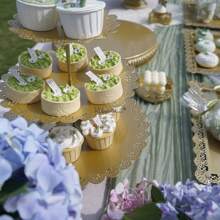 8Pcs Gold Cake Stand Set, 14 Inch Round Metal Cake Stand With 50lb Capacity, Candy Fruit Display Plate Cupcake Serving Tower For Birthday Baby Shower Wedding Decor (Gold/Champagne/White) - 淺金色 - 查看 4