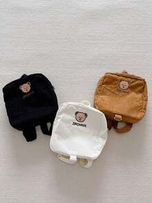 Balo trẻ em mới dễ thương thiết kế hình gấu hoạt hình Unisex màu trơn đơn giản thời trang cặp đi học - A - Xem 1