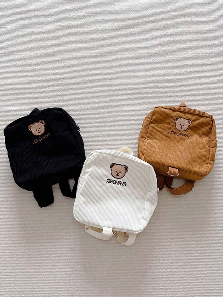 Balo trẻ em mới dễ thương thiết kế hình gấu hoạt hình Unisex màu trơn đơn giản thời trang cặp đi học - A - Xem 1