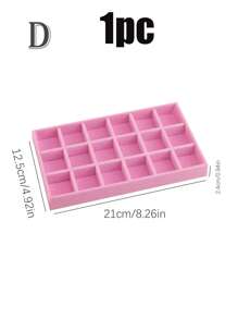 Set de 4 bandejas apilables de terciopelo rosa, joyero, organizador y exhibidor de joyas con cajones - Multicolor - Ver 14