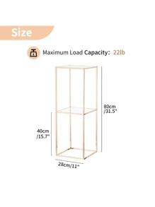Gold Flower Stand For Centerpieces: 2-Layer 31.5 Inch Tall Stand Pedestal Table With Acrylic Panel Metal Floor Vases Cylinder Stands For Wedding Centerpiece Party Decoration, Halloween And Christmas Decorations - Vàng - Xem 2