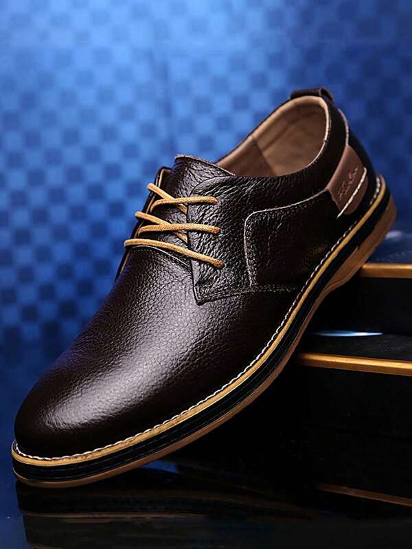 Zapatos Oxford de punta afilada de hombre, con cordones, casuales y formales, cómodos, antideslizantes, zapatos de vestir de lujo