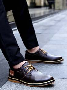Zapatos Oxford de punta afilada de hombre, con cordones, casuales y formales, cómodos, antideslizantes, zapatos de vestir de lujo