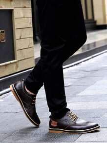 Zapatos Oxford de punta afilada de hombre, con cordones, casuales y formales, cómodos, antideslizantes, zapatos de vestir de lujo