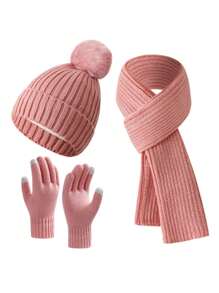 3 chiếc găng tay len và lông cừu dày giữ ấm mùa đông - Mũ và khăn quàng cổ - Hoàn hảo cho mùa đông ấm áp - Nhiều màu - Xem 15