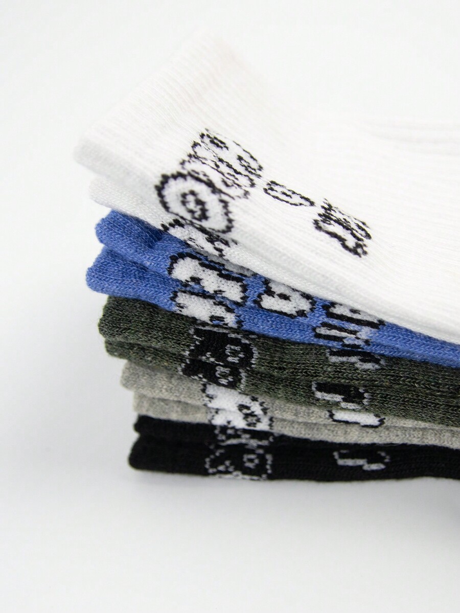 5pairs Women's MidCalf Socks With Heel Letter Graffiti Prints, Trendy